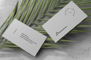 Business Card Mockup on Leaf