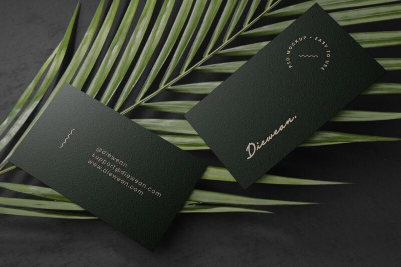 Business Card Mockup on Leaf