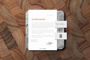 A4 Paper and Business Card Mockup