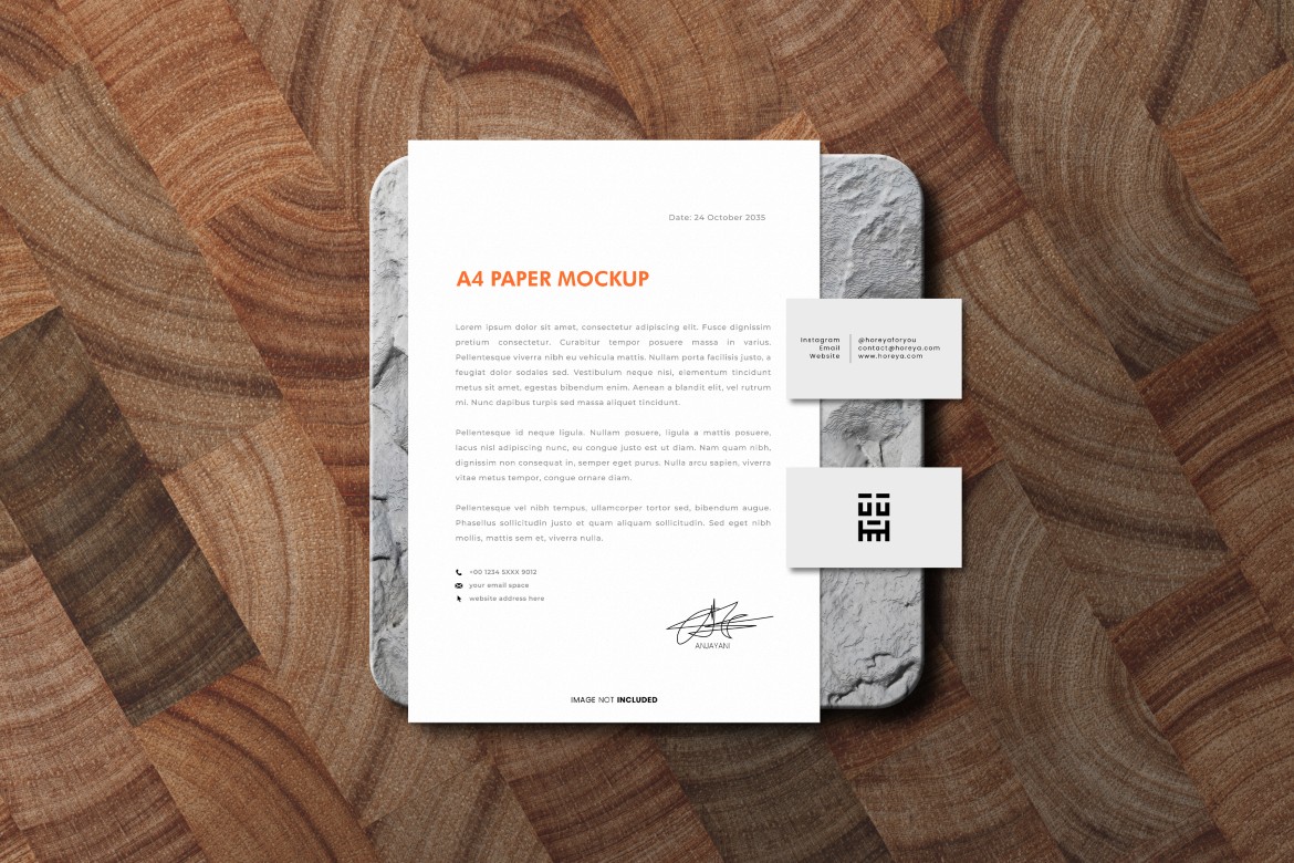 A4 Paper and Business Card Mockup