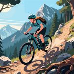 Adventurer Biking Through Mountain Trail – 2D Vector
