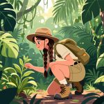 Adventurer Exploring Dense Jungle – Flat 2D Vector Art