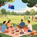 Australia Day Picnic with Cricket & Aussie Foods - Vector