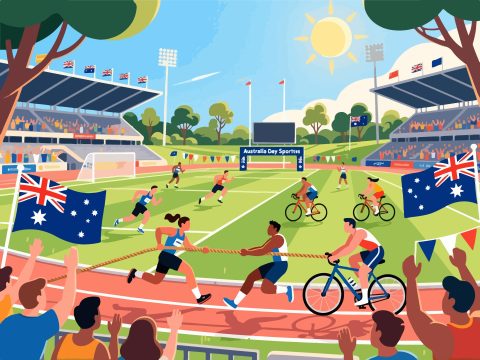 Australia Day Sports Competition - 2D Vector Illustration