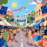 Australia Day Street Festival with Food & Flags - Vector
