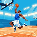 Male Basketball Player Jumping for Dunk - 2D Vector Art