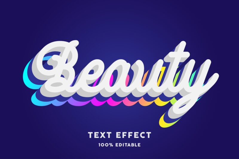 White Beauty with Gradient Depth Text Effect