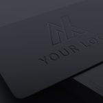 Black Business Card Debossed Logo Mockup