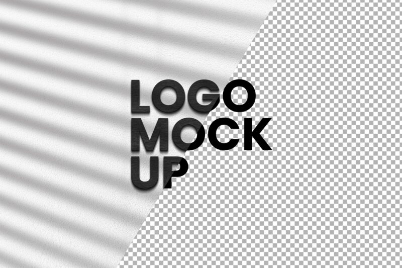 Black Wood on White Wall PSD Logo Mockup