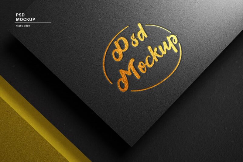 Golden Shine on Rough Black Paper Logo Mockup