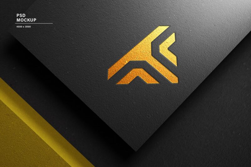 Golden Shine on Rough Black Paper Logo Mockup