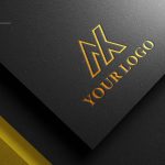 Golden Shine on Rough Black Paper Logo Mockup