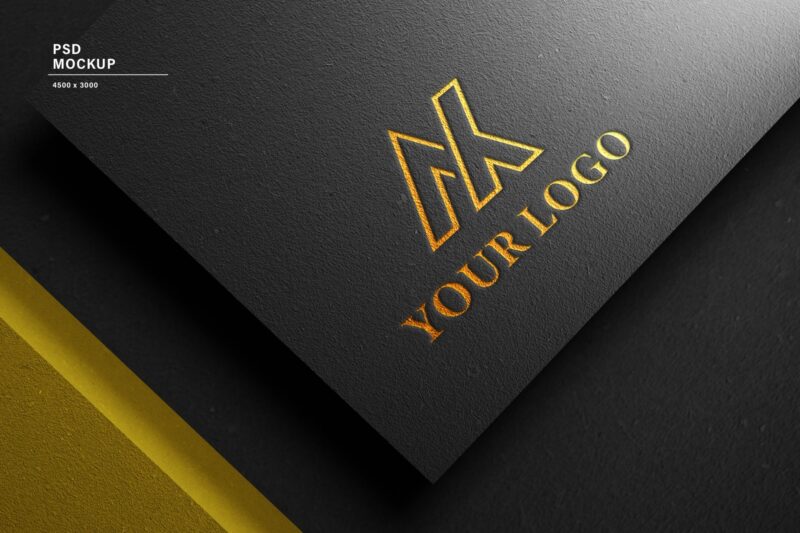 Golden Shine on Rough Black Paper Logo Mockup