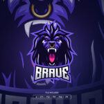 Lion Brave Esport Logo Template