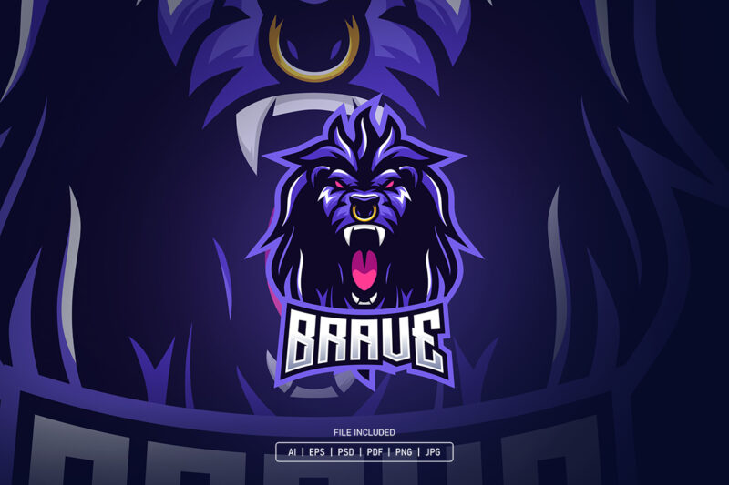 Lion Brave Esport Logo Template