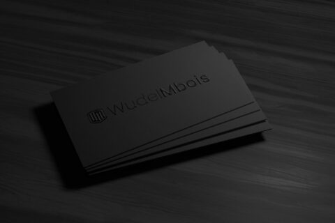 Black Business Card Embossed Shiny Logo Mockup