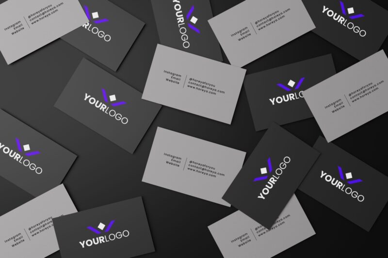 Business Cards Spread Out Mockup