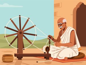 Gandhi Jayanti Charkha Vector - Flat 2D Design