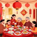 Chinese New Year Family Dinner - 2D Vector Design