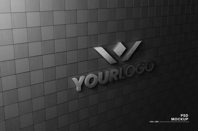 Side Perspective Glass Shiny Logo Mockup