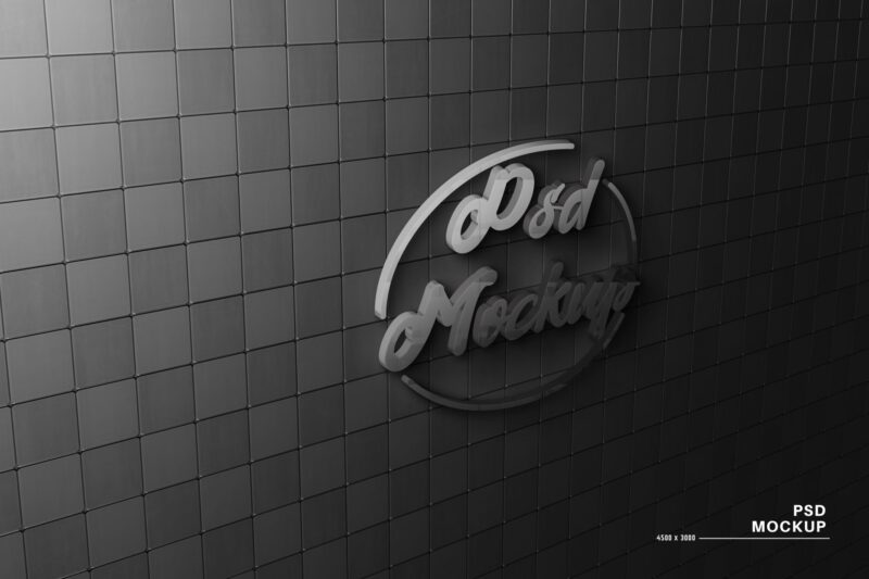 Side Perspective Glass Shiny Logo Mockup