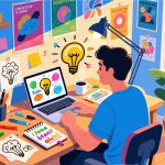 Creative Worker Brainstorming Ideas - Flat 2D Vector