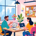 Creative Worker Collaboration in Workspace - 2D Vector