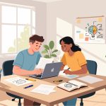 Creative Worker Collaborating with Colleague - 2D Vector