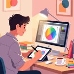 Creative Worker Designing on Digital Tablet - 2D Vector