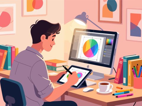 Creative Worker Designing on Digital Tablet - 2D Vector