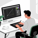 Creative Worker Working on Digital Project - Flat Vector