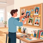 Creative Worker Assembling Mood Board - 2D Vector Design