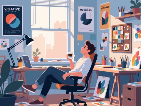 Creative Worker Taking Break in Studio - Flat 2D Vector