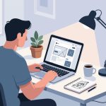 Creative Worker Designing Website on Laptop - 2D Vector