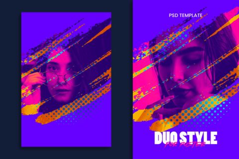 Duotone Masking on Brush Photo Effect for Poster