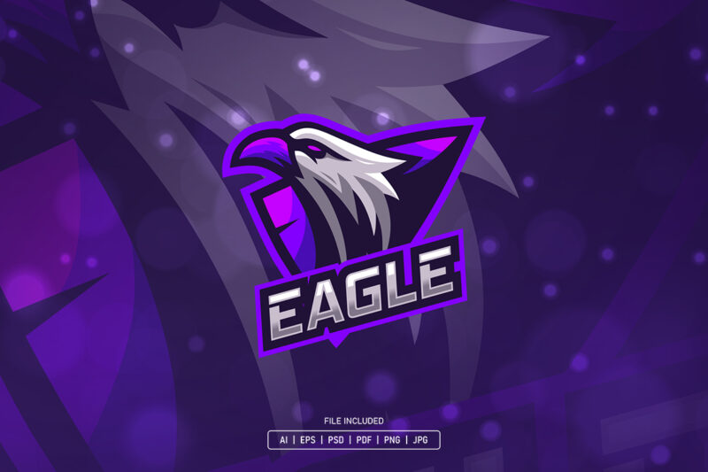 Purple Eagle Mascot Logo Template