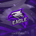 Purple Eagle Mascot Logo Template