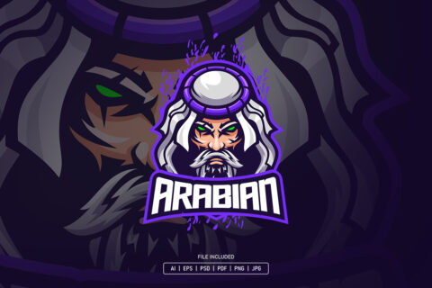 Mighty Arabian Warrior Esport Logo Template