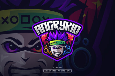 Angry Kid Esport Logo Template