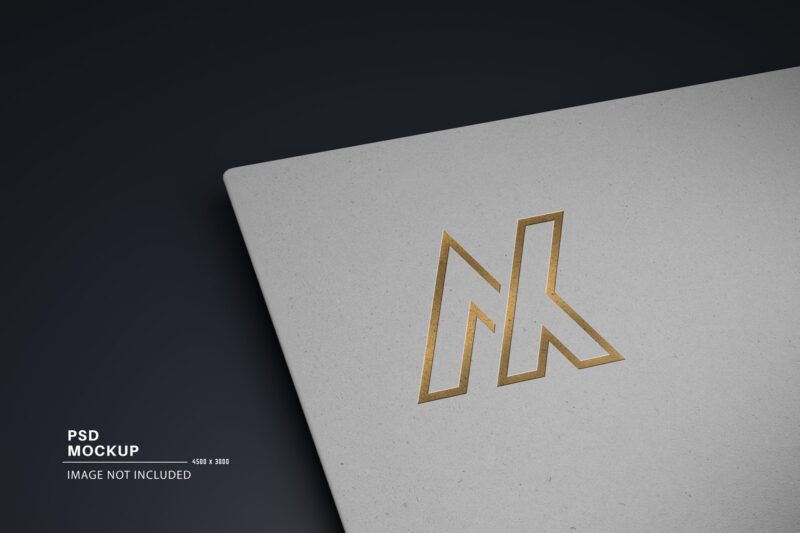 Rough White Paper with Gold Glossy Shiny Mockup