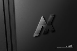 Black Wall with Shiny Glass Logo Mockup