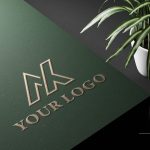 Elegant Gold on Dark Green Rough Paper Logo Mockup