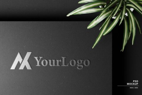 White Shine Black Paper Logo Mockup