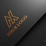 Black Paper with Debossed Gold Logo Mockup