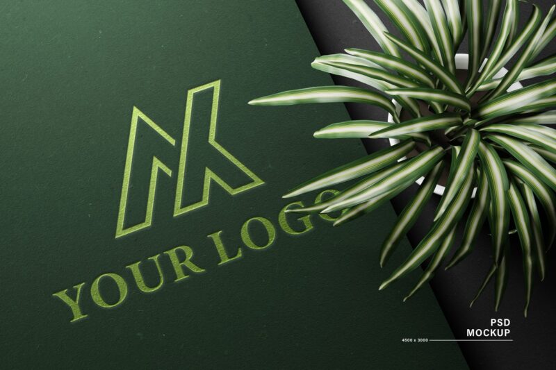 Elegant Green Paper Logo Mockup