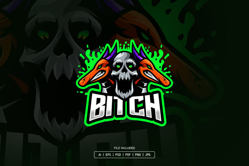 Skull and Dragon Head Mascot Logo Template