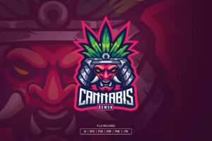 Cannabis Samurai Demon Mascot Logo Template