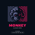 Frizzy Monkey Hair Logo Template