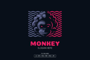 Frizzy Monkey Hair Logo Template