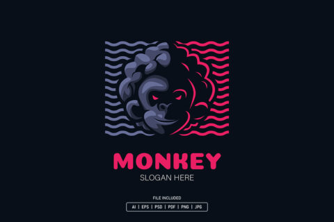 Frizzy Monkey Hair Logo Template